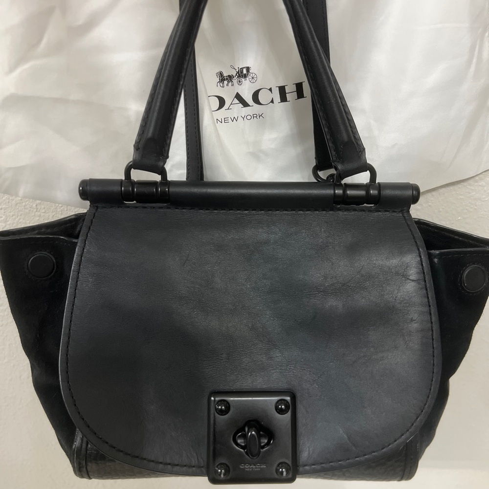 Coach Black Leather Satchel with Silver-Tone Hardware - Picture 13 of 14